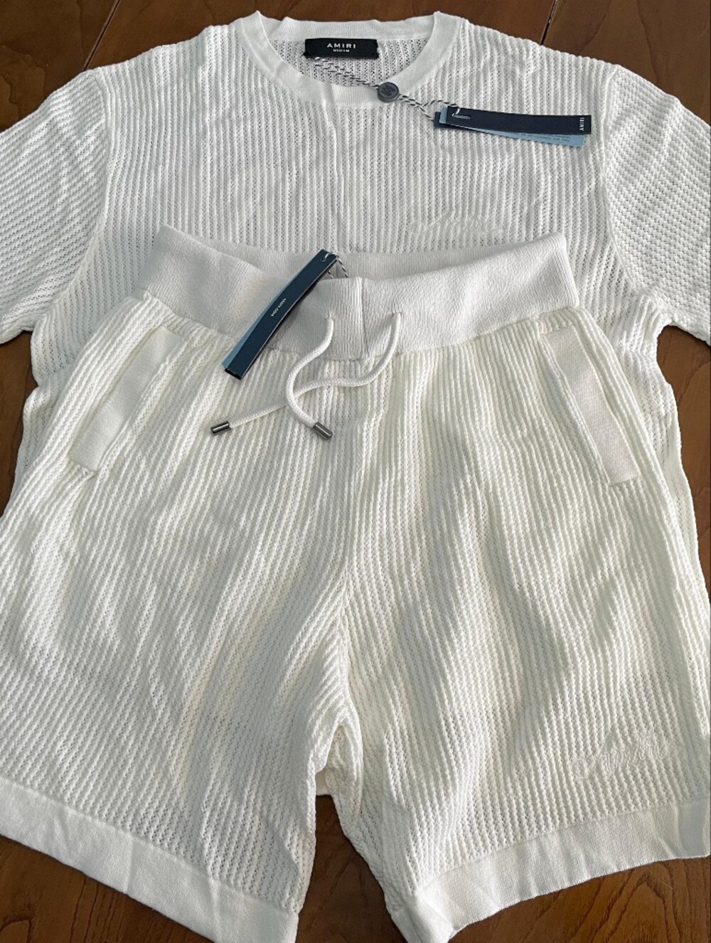 AMIRI White Textured Knit Lounge Shirt & Drawstring Shorts